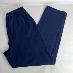 D & Co Denim & Company Women's Pull On Pants Size M Navy Twill Canvas Stretch